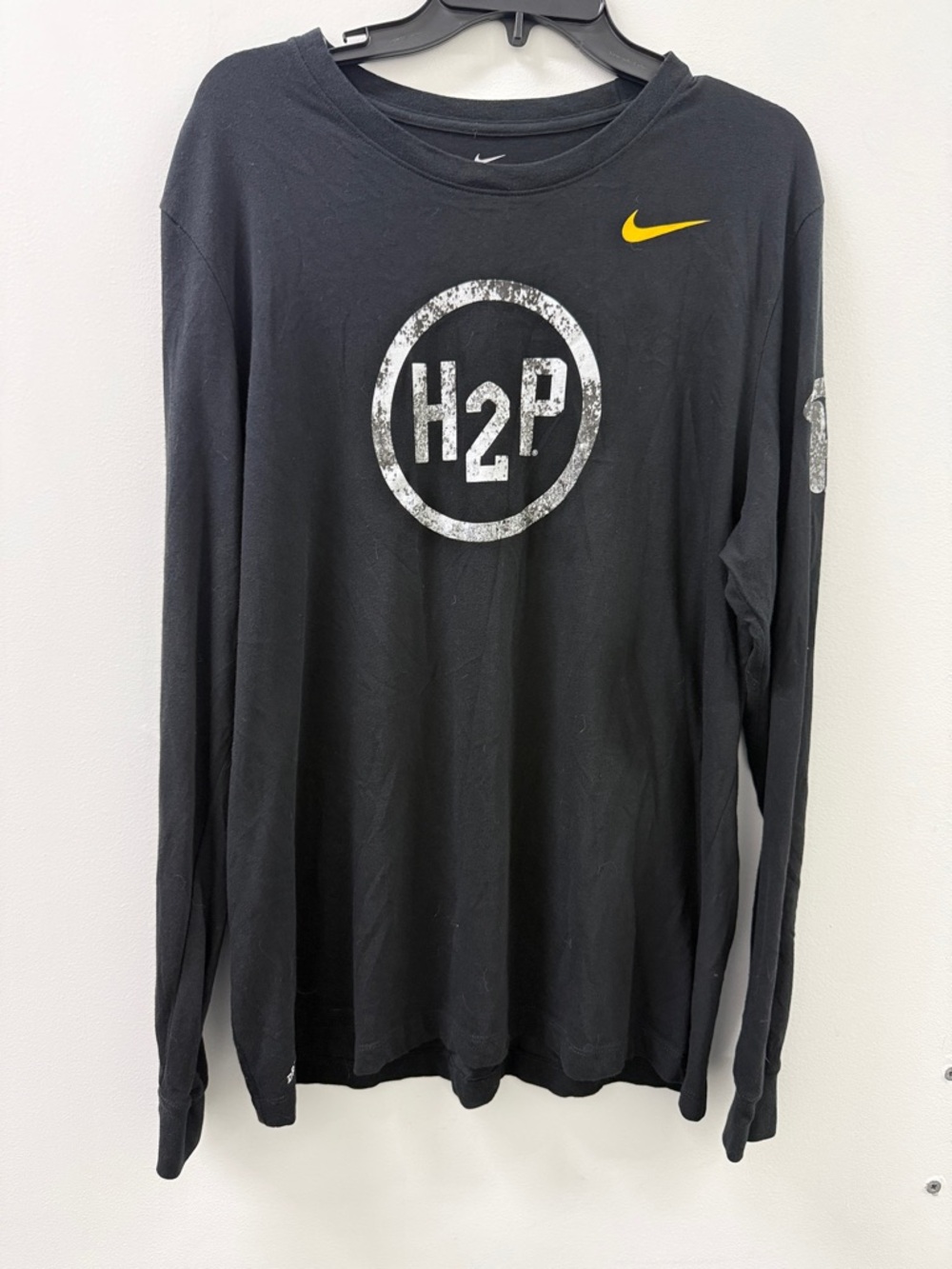 Nike Black Long Sleeve H2P Tee with Yellow Swoosh